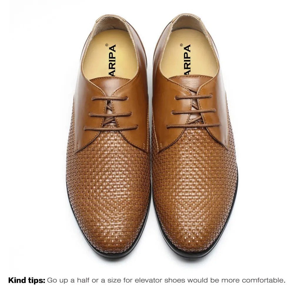 7.5 CM / 2.95 Inches Taller - CMR CHAMARIPA Custom Men Taller Shoes Woven Leather Dress Shoes