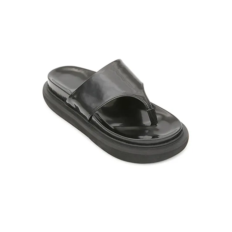 AR-2937 Patent Faux Leather Platform Flip Flop