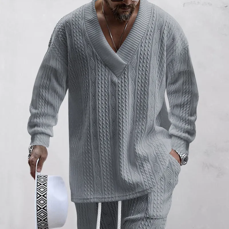 💥Arrived Today-SAVE60%💥Men's 2-Piece V-Neck Baggy Sweatshirt & Joggers Set