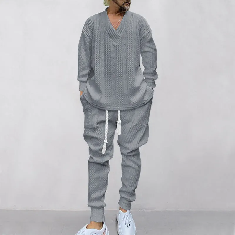 💥Arrived Today-SAVE60%💥Men's 2-Piece V-Neck Baggy Sweatshirt & Joggers Set