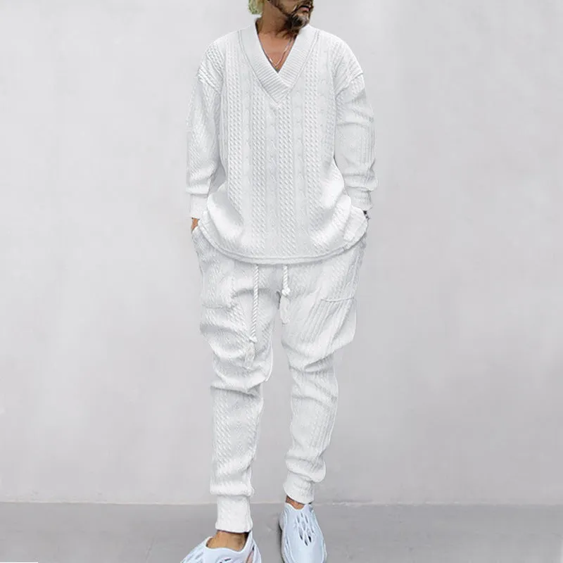 💥Arrived Today-SAVE60%💥Men's 2-Piece V-Neck Baggy Sweatshirt & Joggers Set