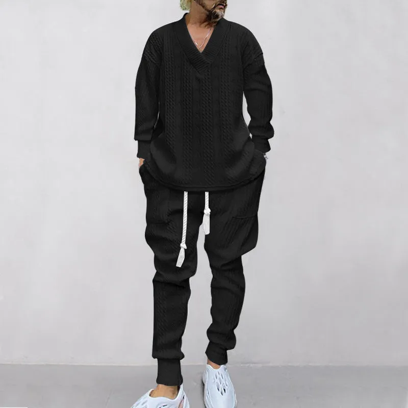 💥Arrived Today-SAVE60%💥Men's 2-Piece V-Neck Baggy Sweatshirt & Joggers Set