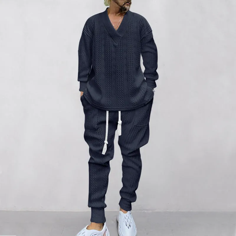 💥Arrived Today-SAVE60%💥Men's 2-Piece V-Neck Baggy Sweatshirt & Joggers Set