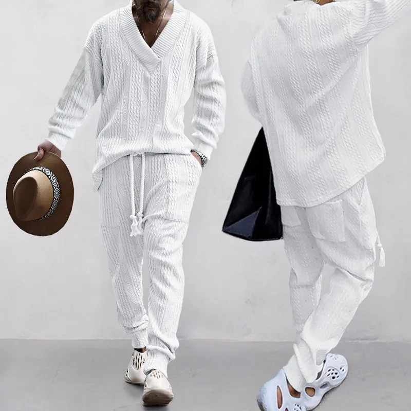 💥Arrived Today-SAVE60%💥Men's 2-Piece V-Neck Baggy Sweatshirt & Joggers Set