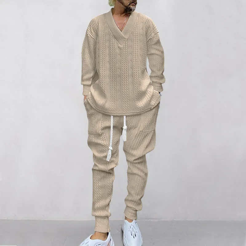 💥Arrived Today-SAVE60%💥Men's 2-Piece V-Neck Baggy Sweatshirt & Joggers Set