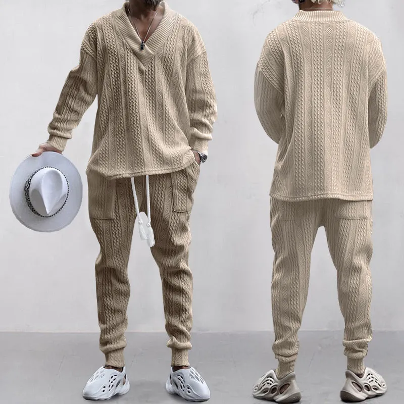 💥Arrived Today-SAVE60%💥Men's 2-Piece V-Neck Baggy Sweatshirt & Joggers Set