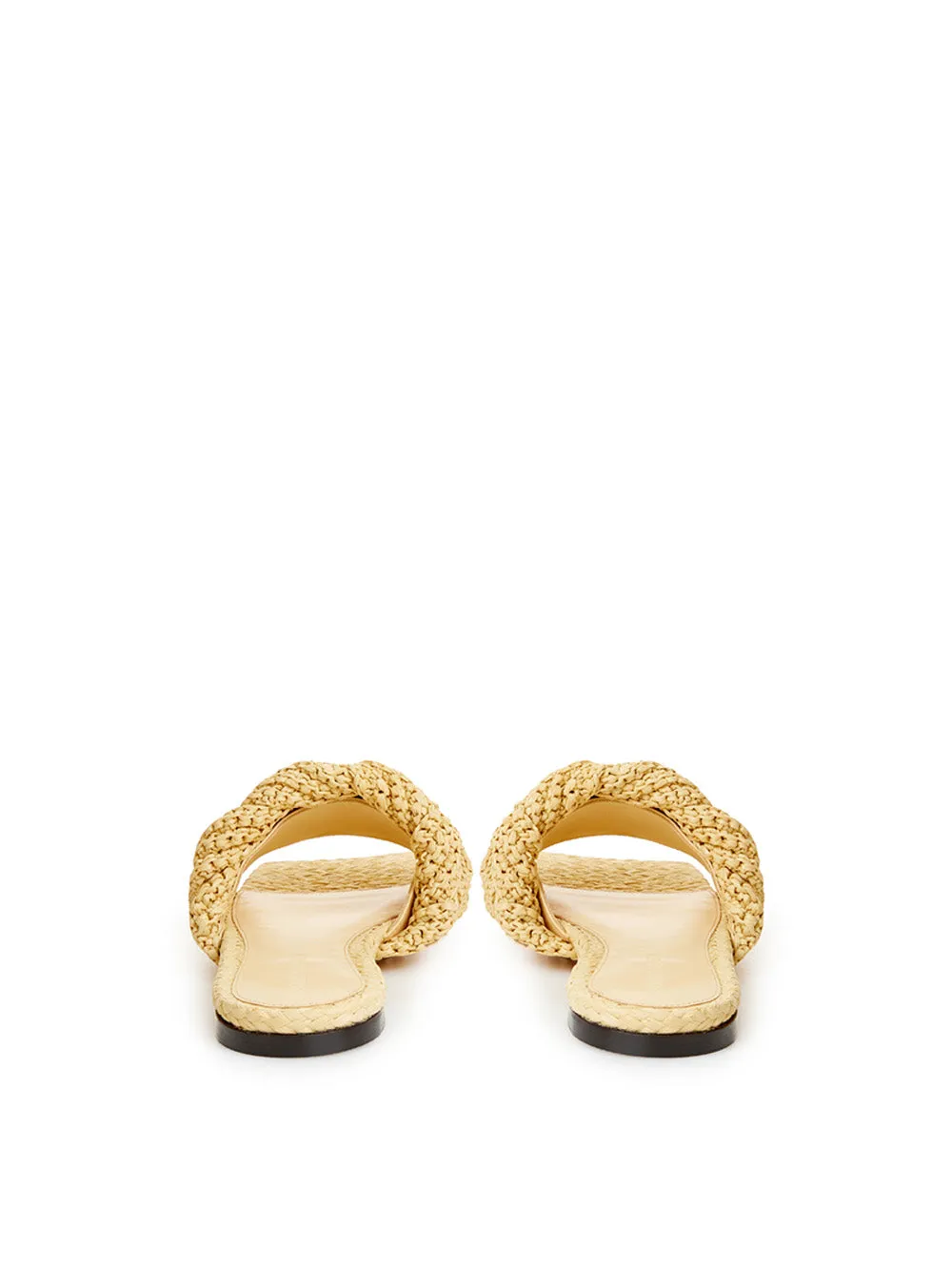 Beige Raffia Mule with Maxi Intreccio Detail
