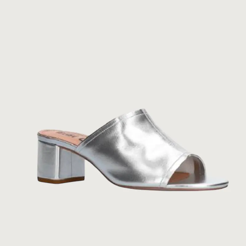 Bibi Lou Amira Leather Silver Mules