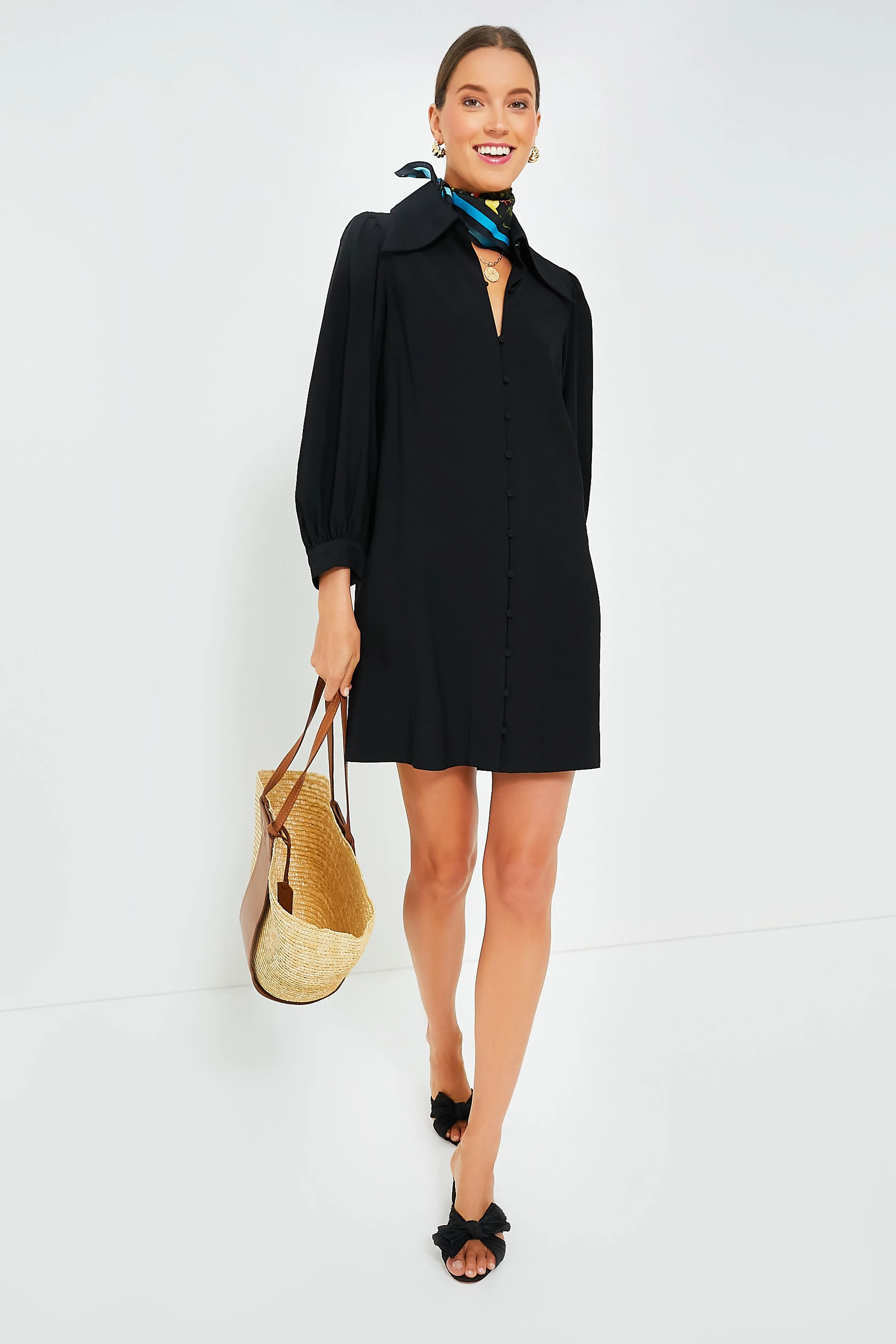 Black Emilia Pleated Knot Mules
