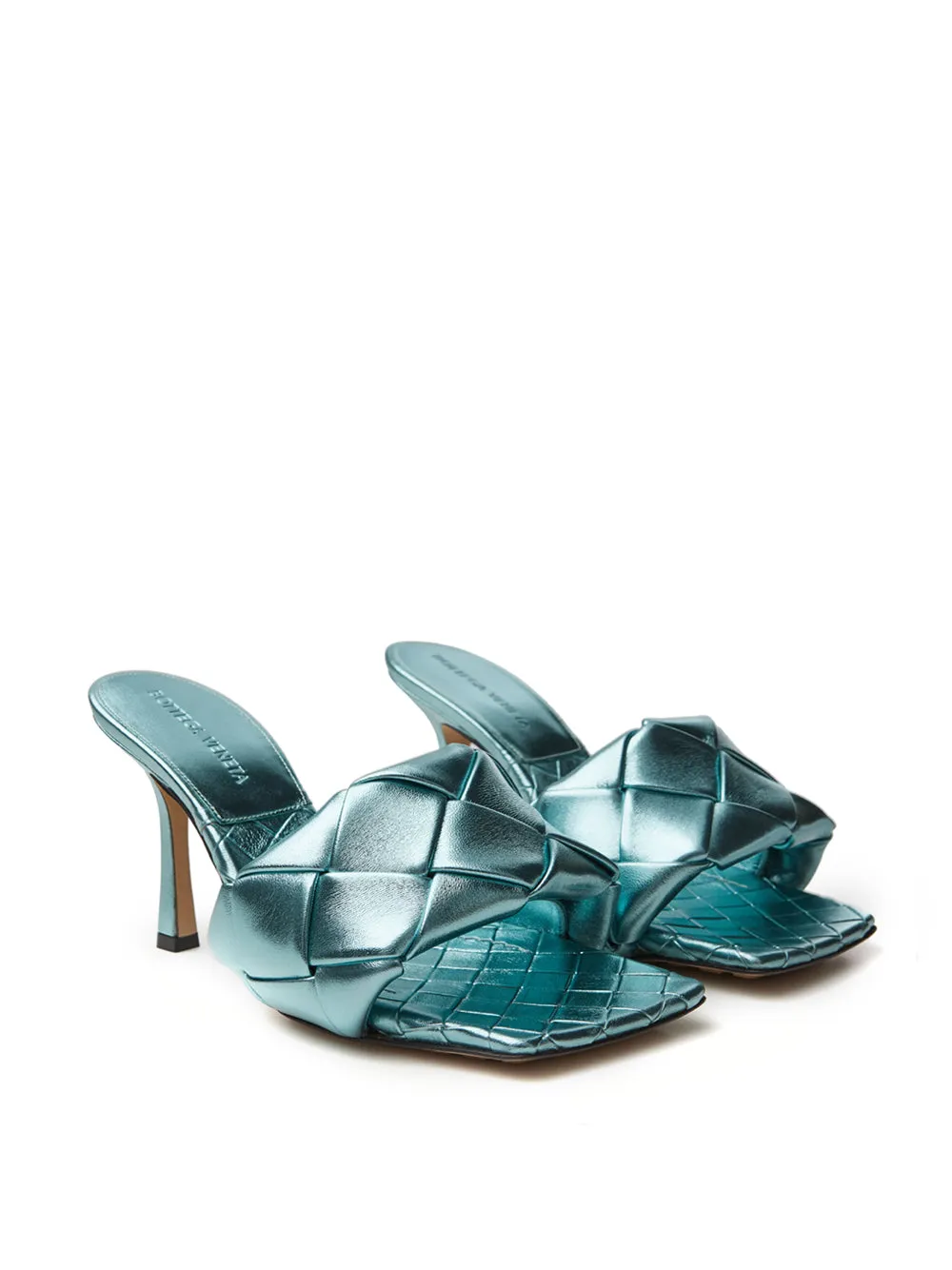 Bottega Veneta Elegant Light Blue Leather Mule Sandals