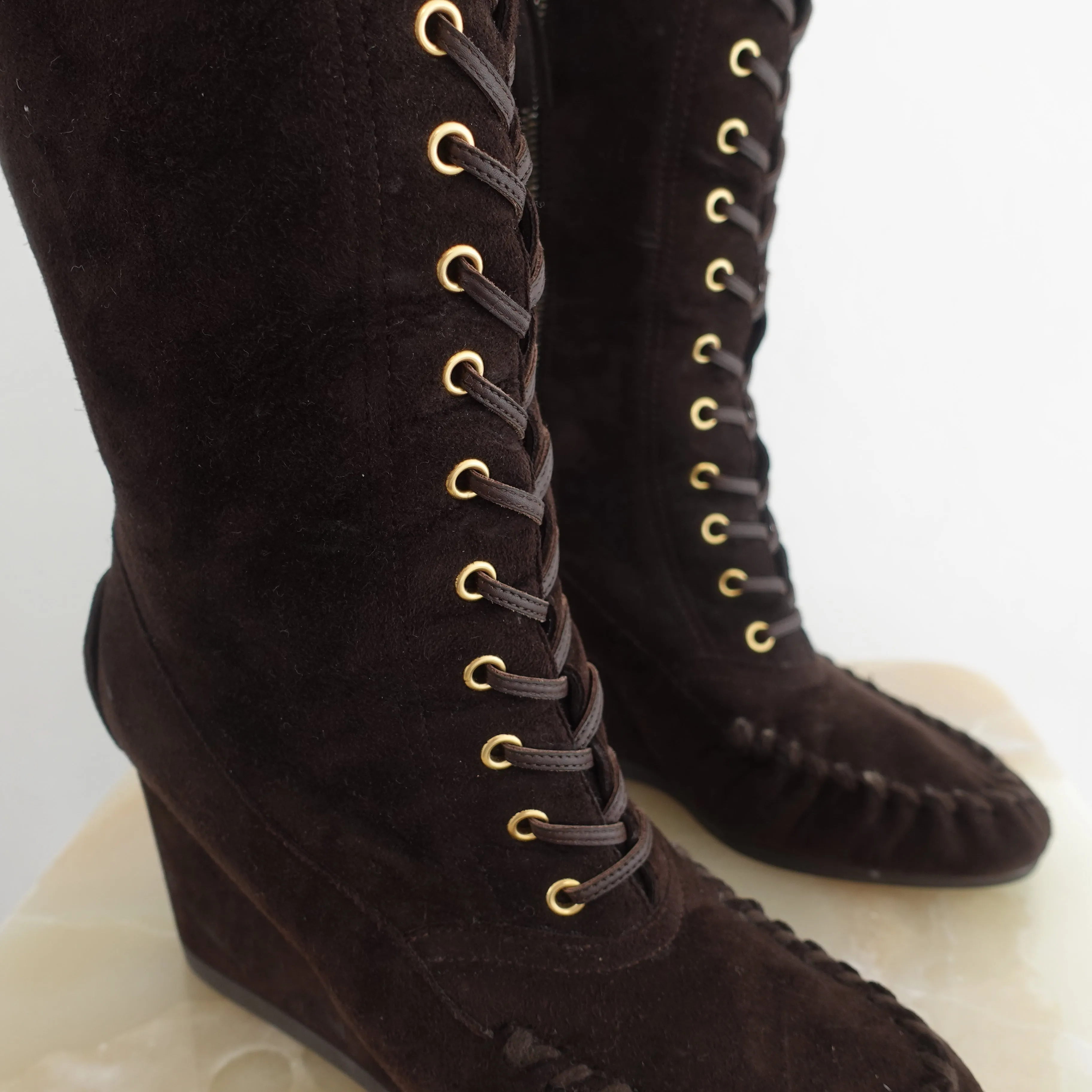 Brown suede shearling boots RRP £1k