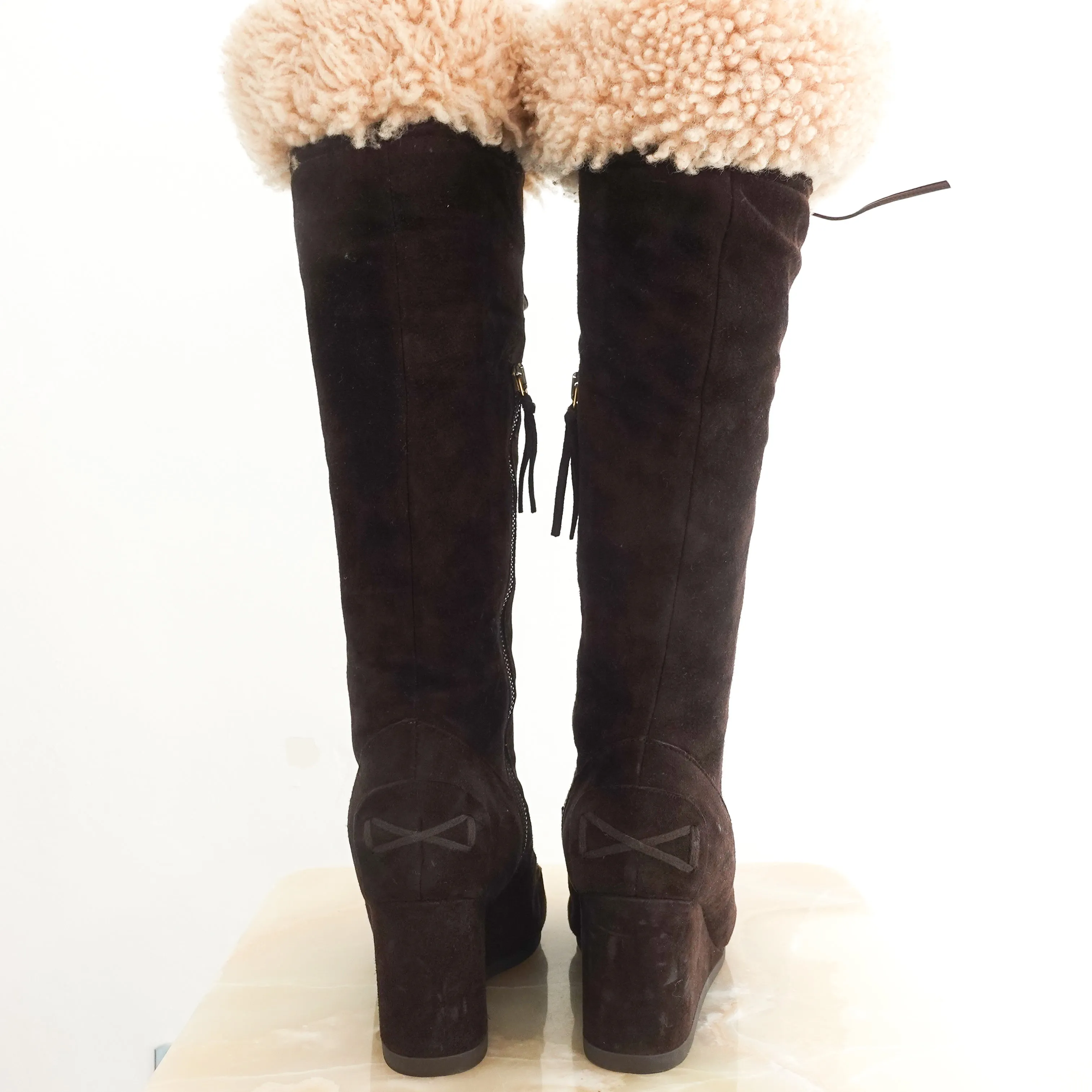 Brown suede shearling boots RRP £1k