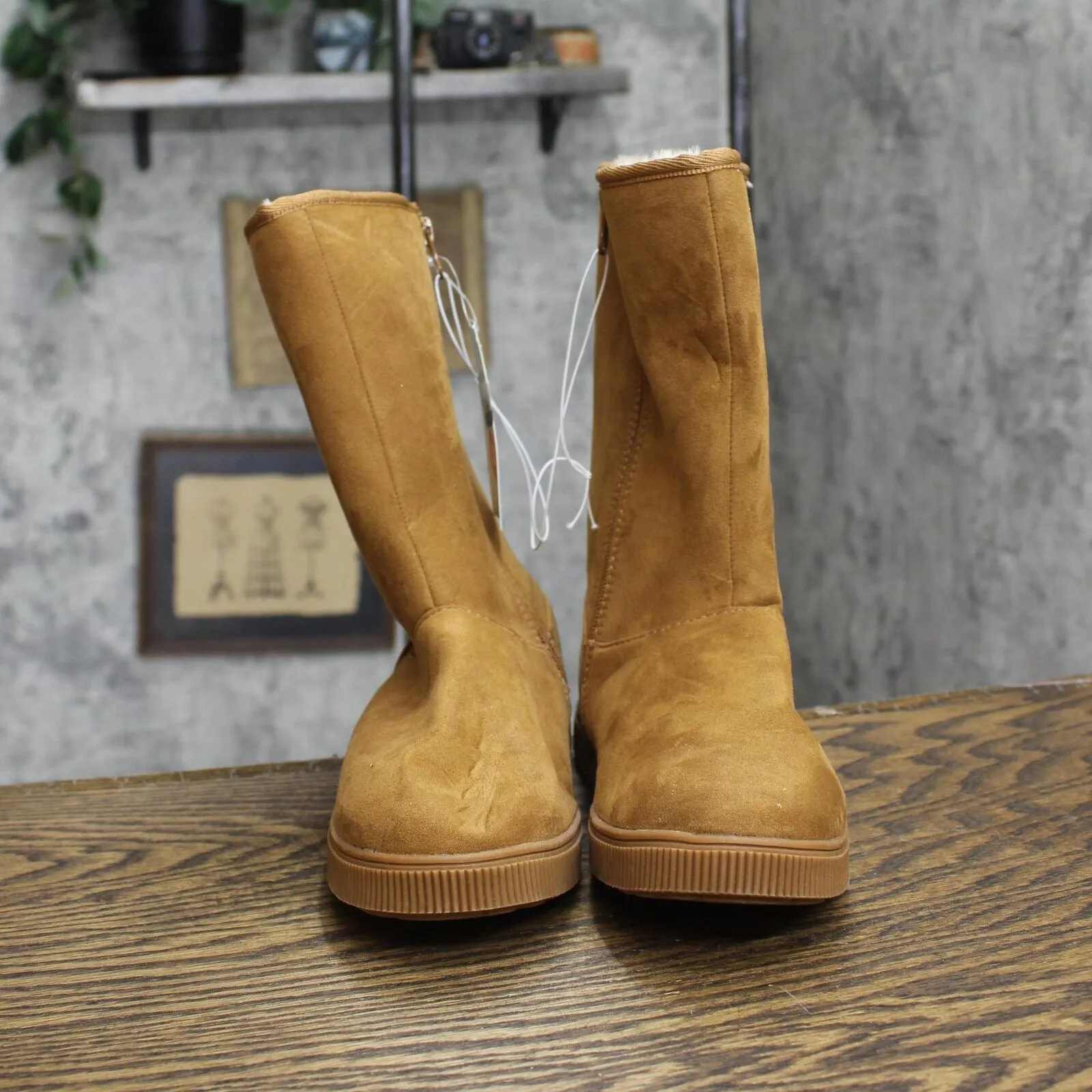 Cat & Jack Girls Natalia Shearling Style Boots 88435465 Cognac Brown 3