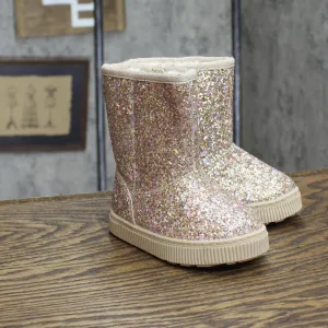 Cat & Jack Toddler Girls Pip Shearling Style Boots 88435631 Gold Glitter 5T