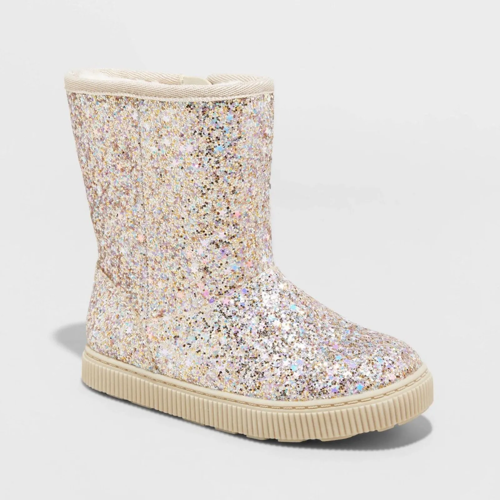 Cat & Jack Toddler Girls Pip Shearling Style Boots 88435631 Gold Glitter 5T