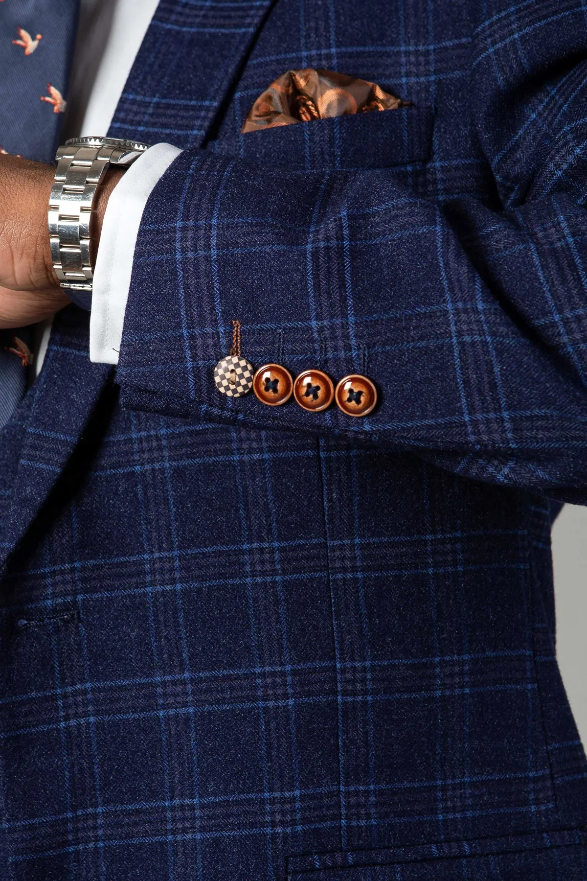 CHIGWELL - Blue Tweed Check Blazer