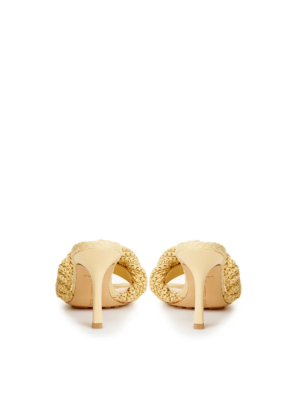 Elegant Beige Raffia Heeled Sandal Mules
