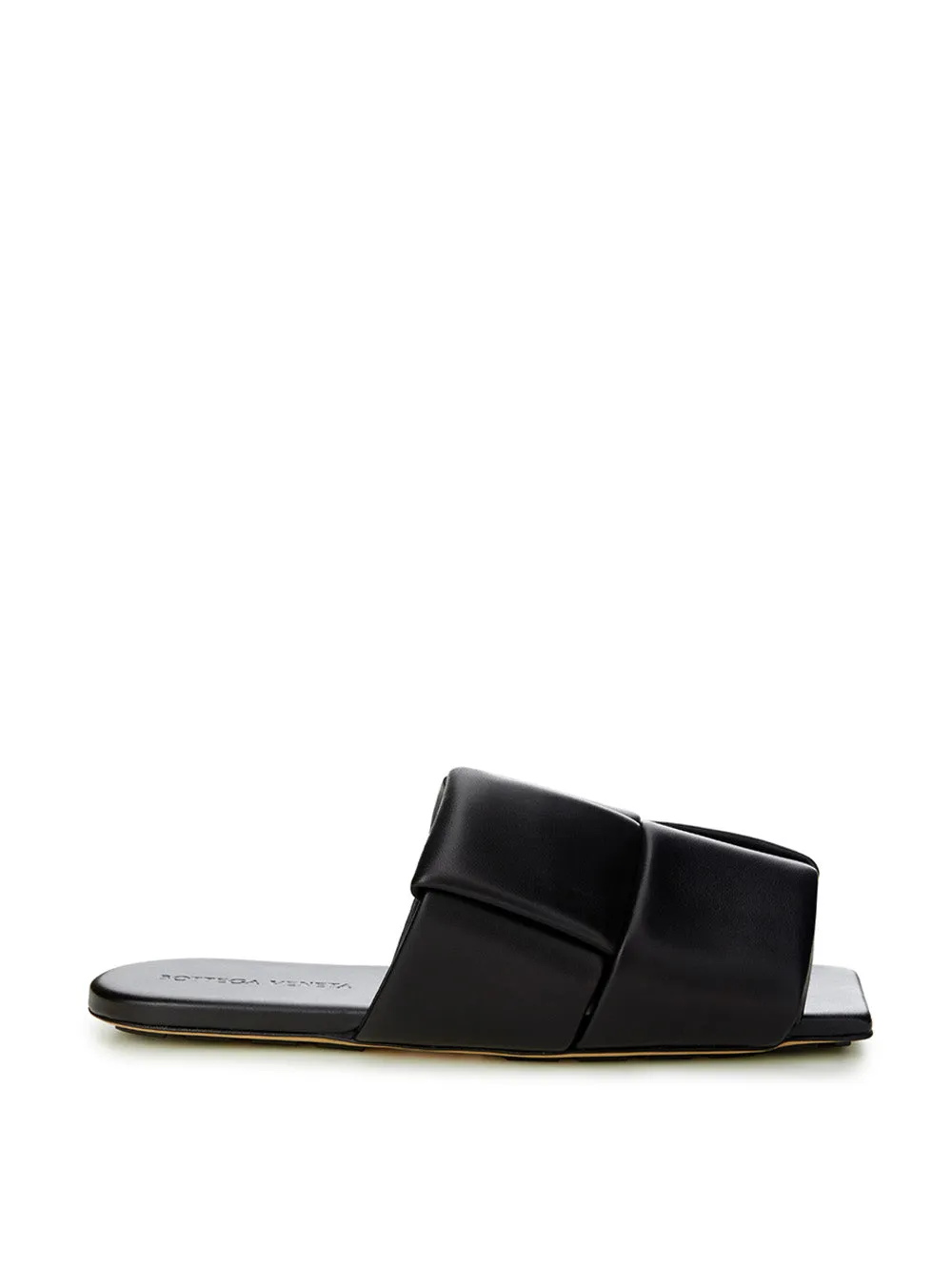 Elegant Black Leather Maxi Intreccio Mule