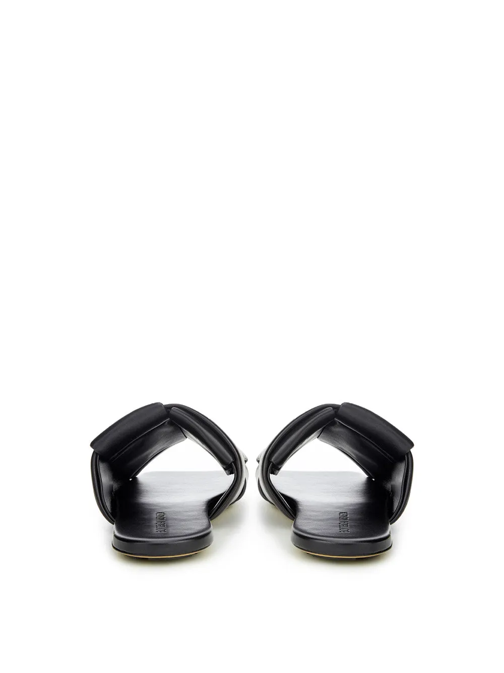 Elegant Black Leather Maxi Intreccio Mule