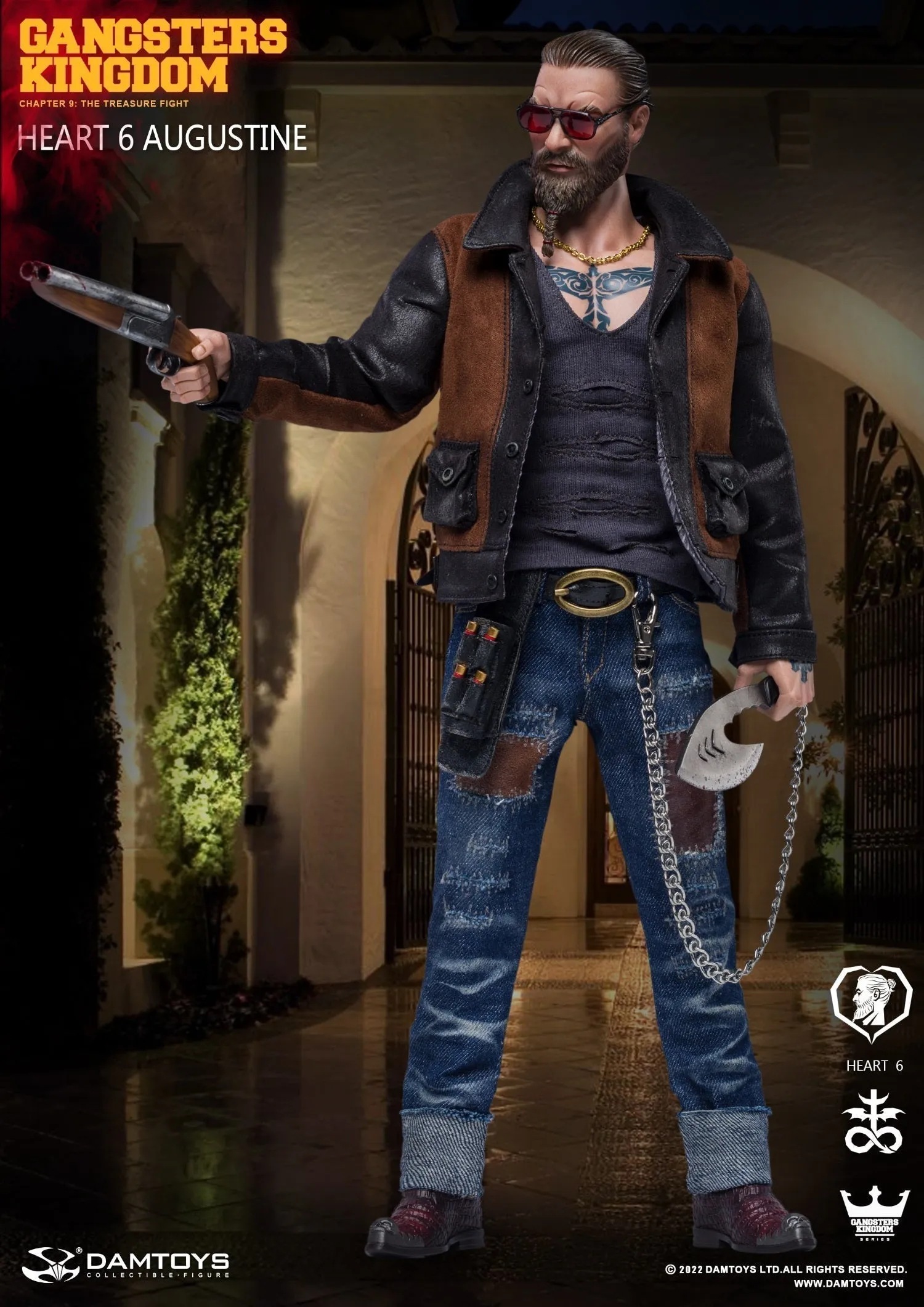 Gangsters Kingdom Augustine - Black Motorcycle Boots (Peg Type)