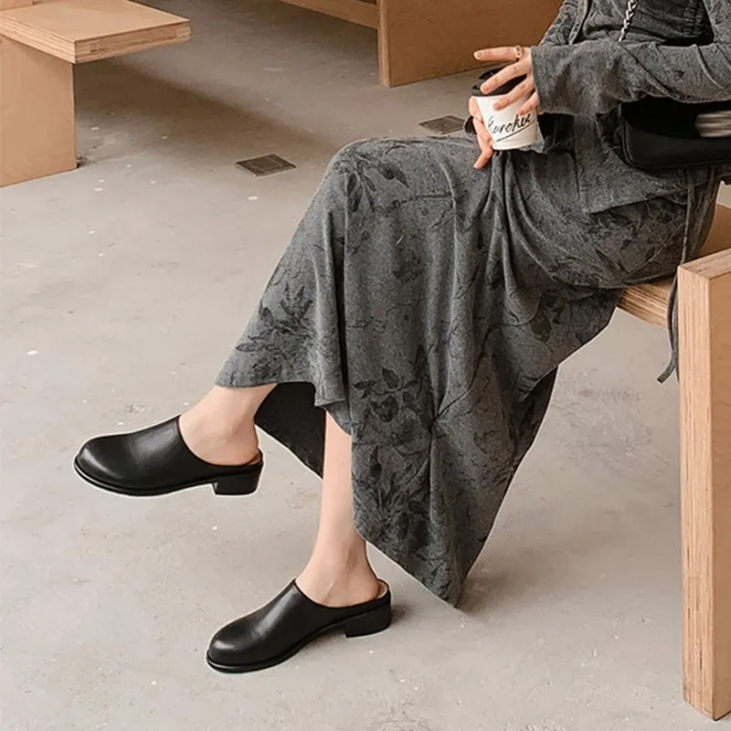 Handmade Leather Mules for Women Backless Loafers in Brown/Black/Beige