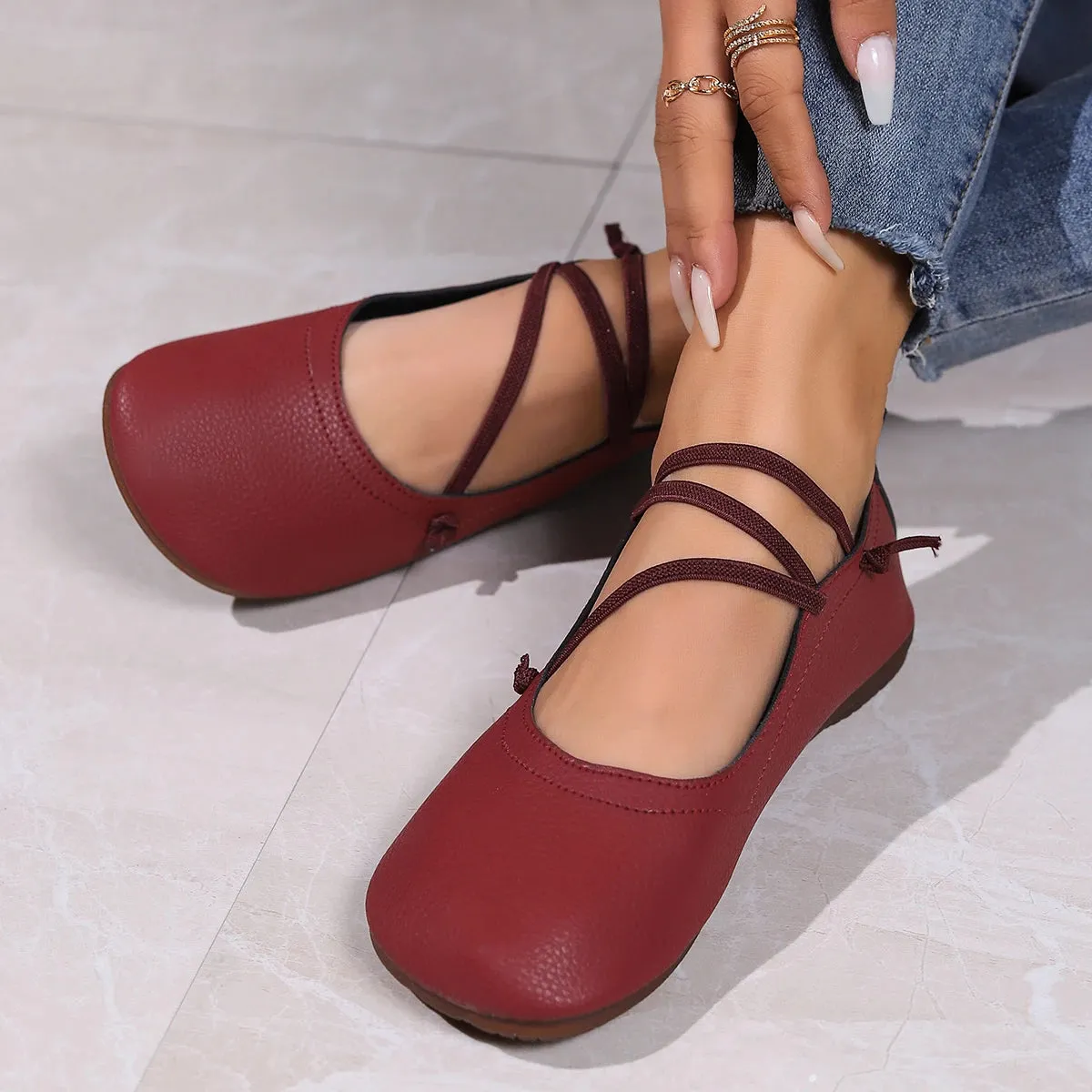 Hnzxzm New Casual Flat Single Shoes Brand Designer Woman Square Toe Japanned Leather Flats Vintage Narrow Band Loafers Luxury Shoes