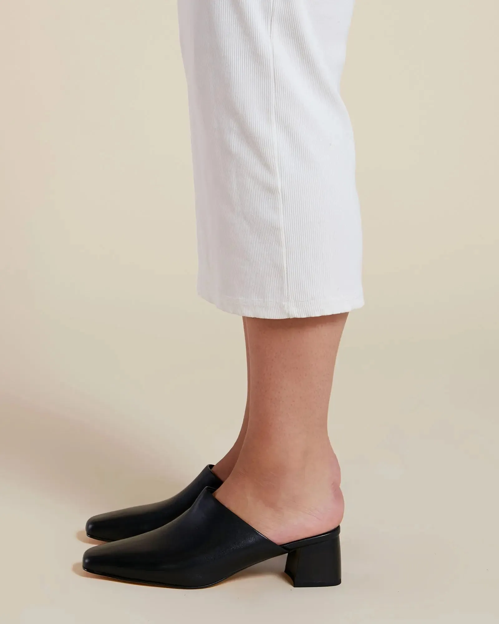 Jennifer Low Heel Mule Black Leather