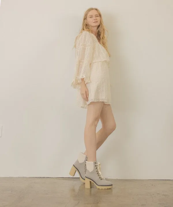 Khaki Platform Shearling Boots
