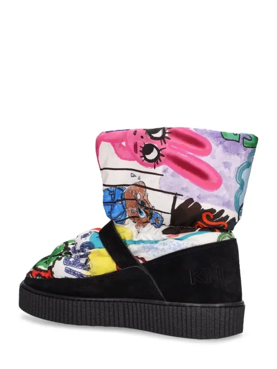 Khrisjoy   Printed nylon &amp; fur snow boots 
