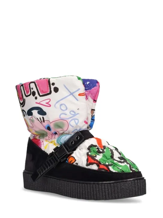 Khrisjoy   Printed nylon &amp; fur snow boots 