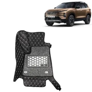 KINGSWAY® Safari 7D Car Mat for (Year 2023 Onwards), Compatible with Tata Safari 6 Seater Car Floor Mats, Complete Set of 4 Pieces, Top-Notch PU Leatherette 7D Foot Mats, Washable, Black