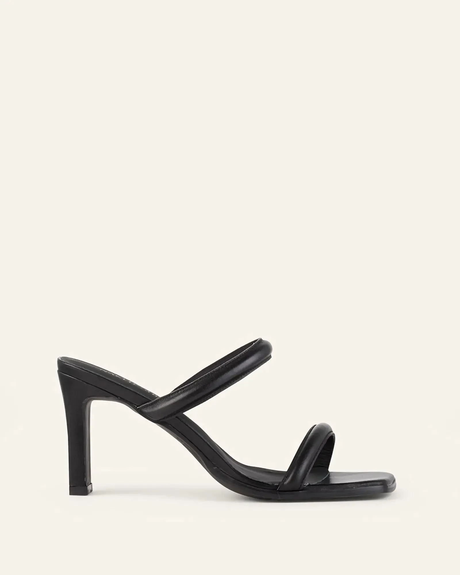 Klaudia Wide Fit Mid Heel Sandals Black Leather