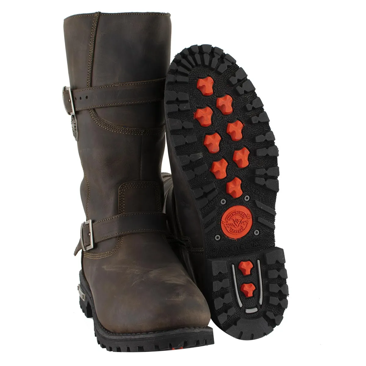 MBM9063 Men's Classic ‘Distressed Brown’ Motorcycle Leather Engineer Boots