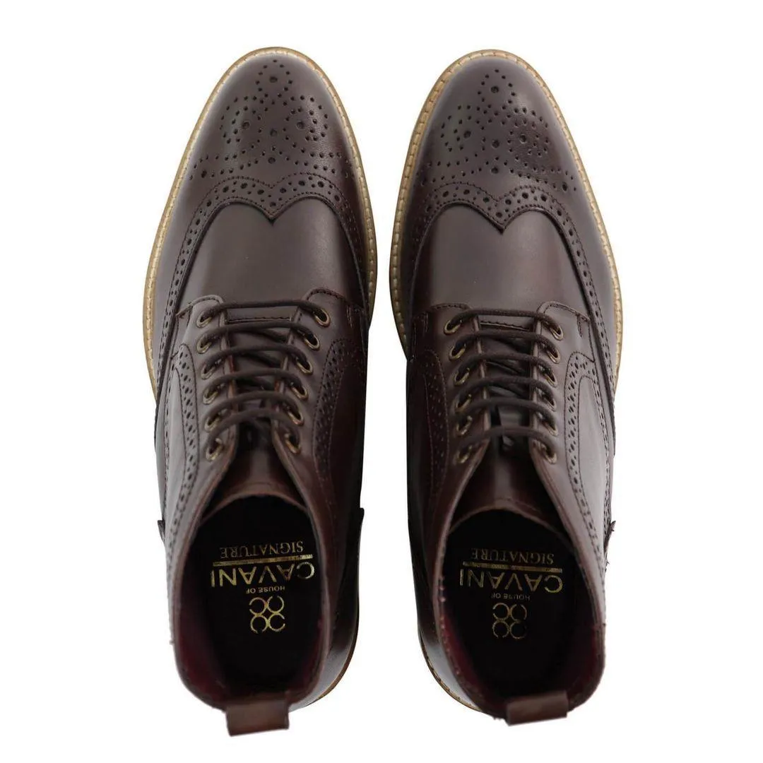 Mens Smart Casual Brouge Ankle Boots Shoes Laced Leather Peaky Blinders 1920s