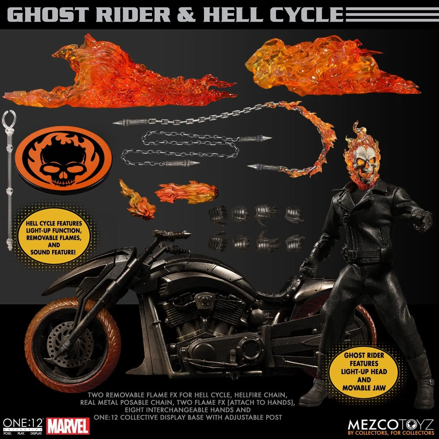Mezco Toys ONE:12 Collective -  Marvel Universe - Ghost Rider & Hell Cycle Set