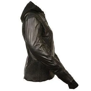 Milwaukee Leather Women's Reflective Tribal 3/4 Length Black Leather Jacket with Gun Pocket