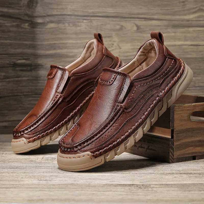 Mitchell Shoes Men's Wide Toe Low Top Driving Leather Shoes