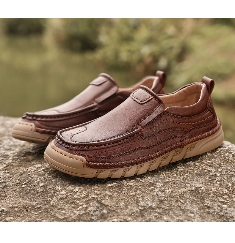 Mitchell Shoes Men's Wide Toe Low Top Driving Leather Shoes