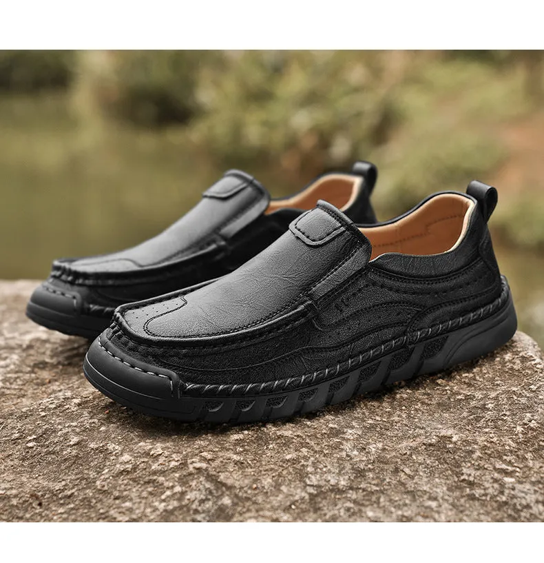 Mitchell Shoes Men's Wide Toe Low Top Driving Leather Shoes