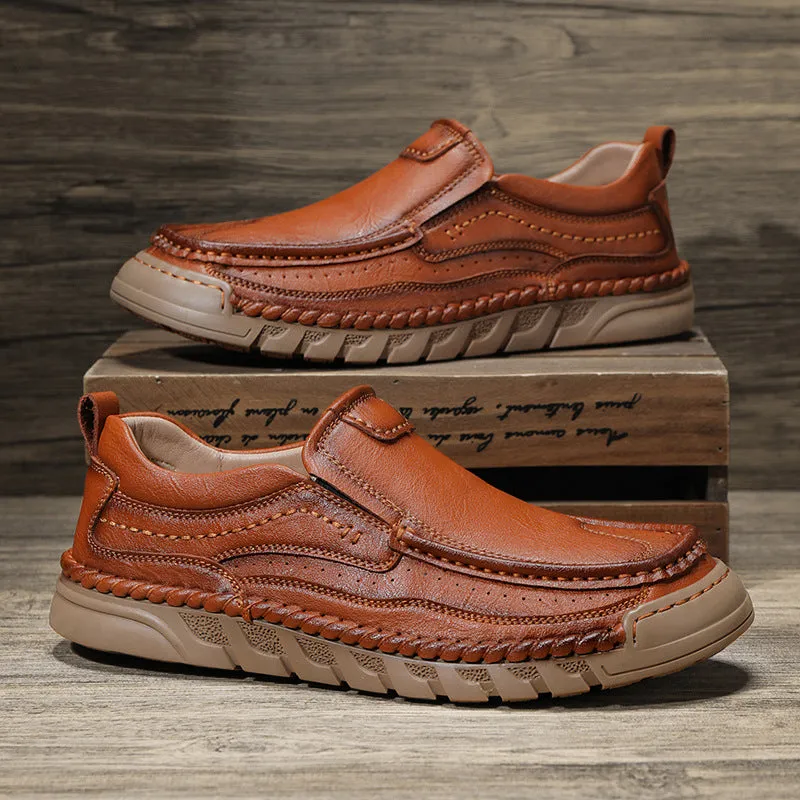 Mitchell Shoes Men's Wide Toe Low Top Driving Leather Shoes