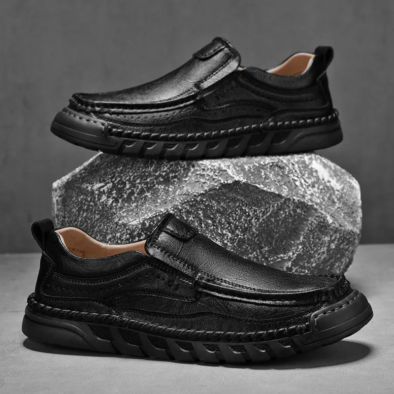Mitchell Shoes Men's Wide Toe Low Top Driving Leather Shoes