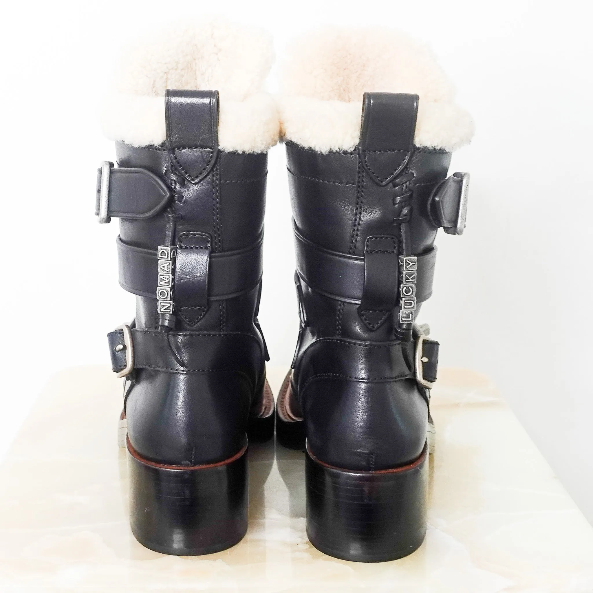 NEW Shearling moto boots RRP £280