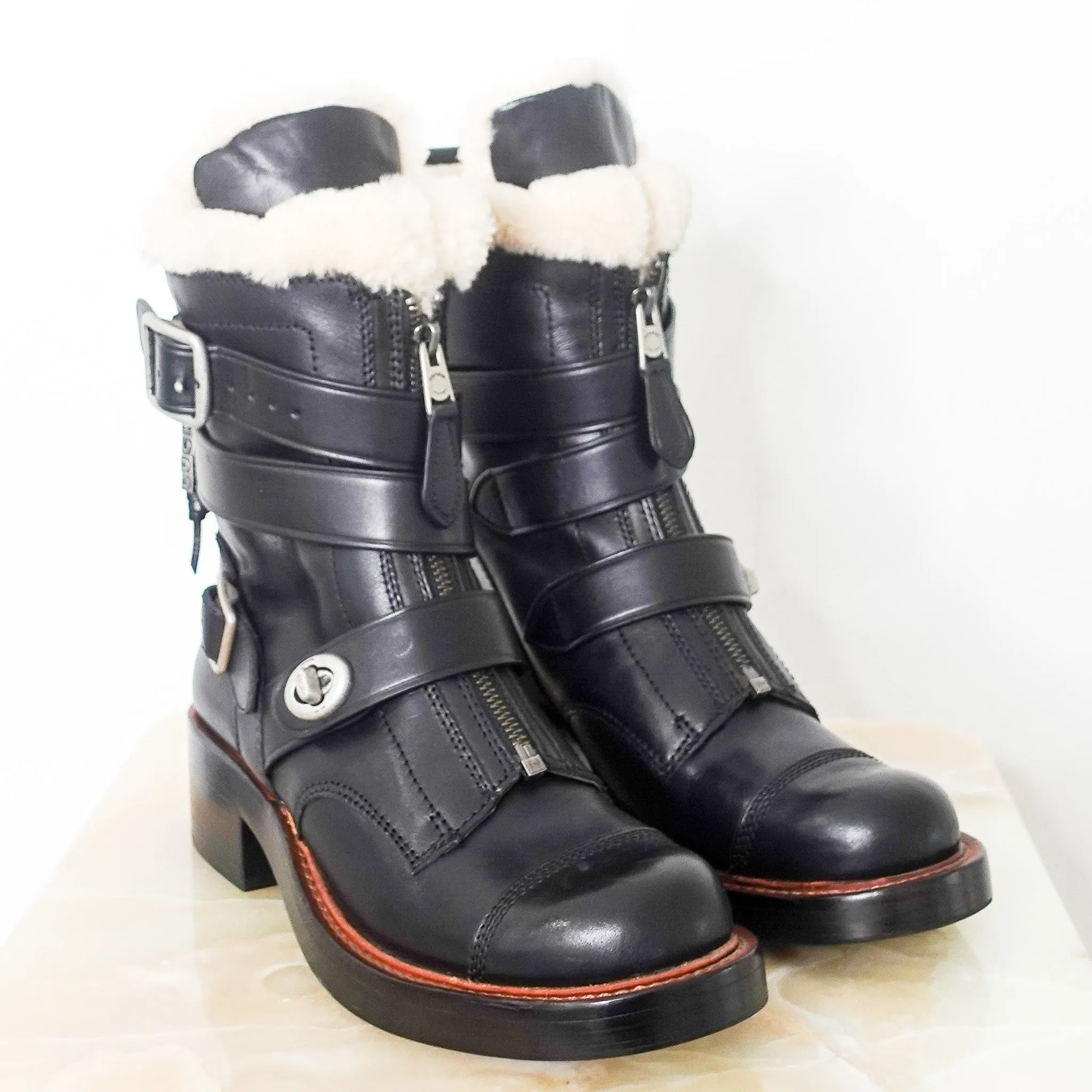 NEW Shearling moto boots RRP £280