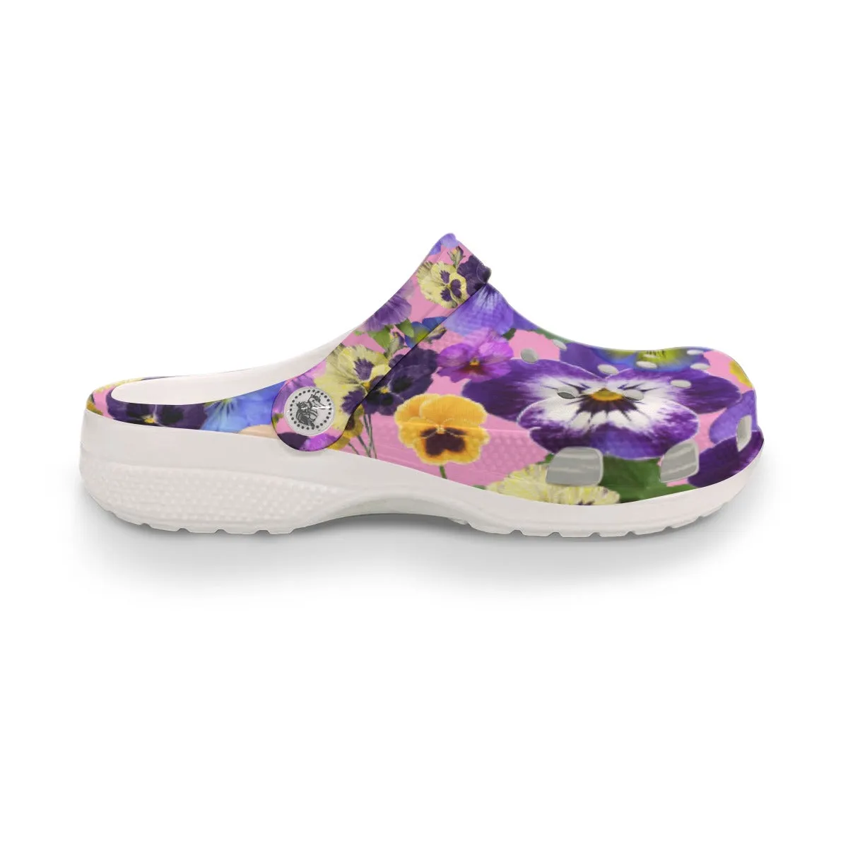 Pansies on Pink Women's Rubber Shoes up to size 12