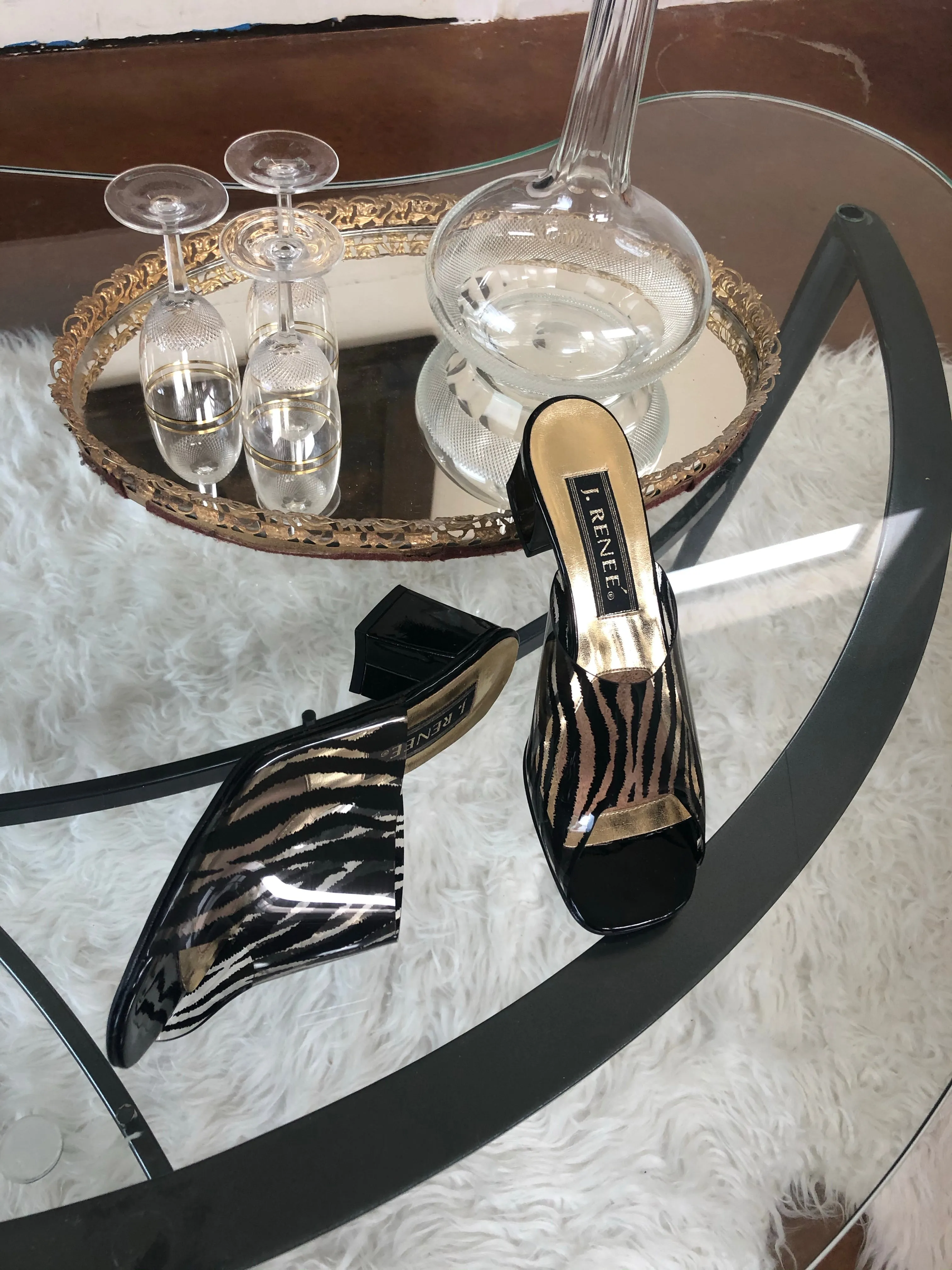 Plastic Strap Zebra Heels