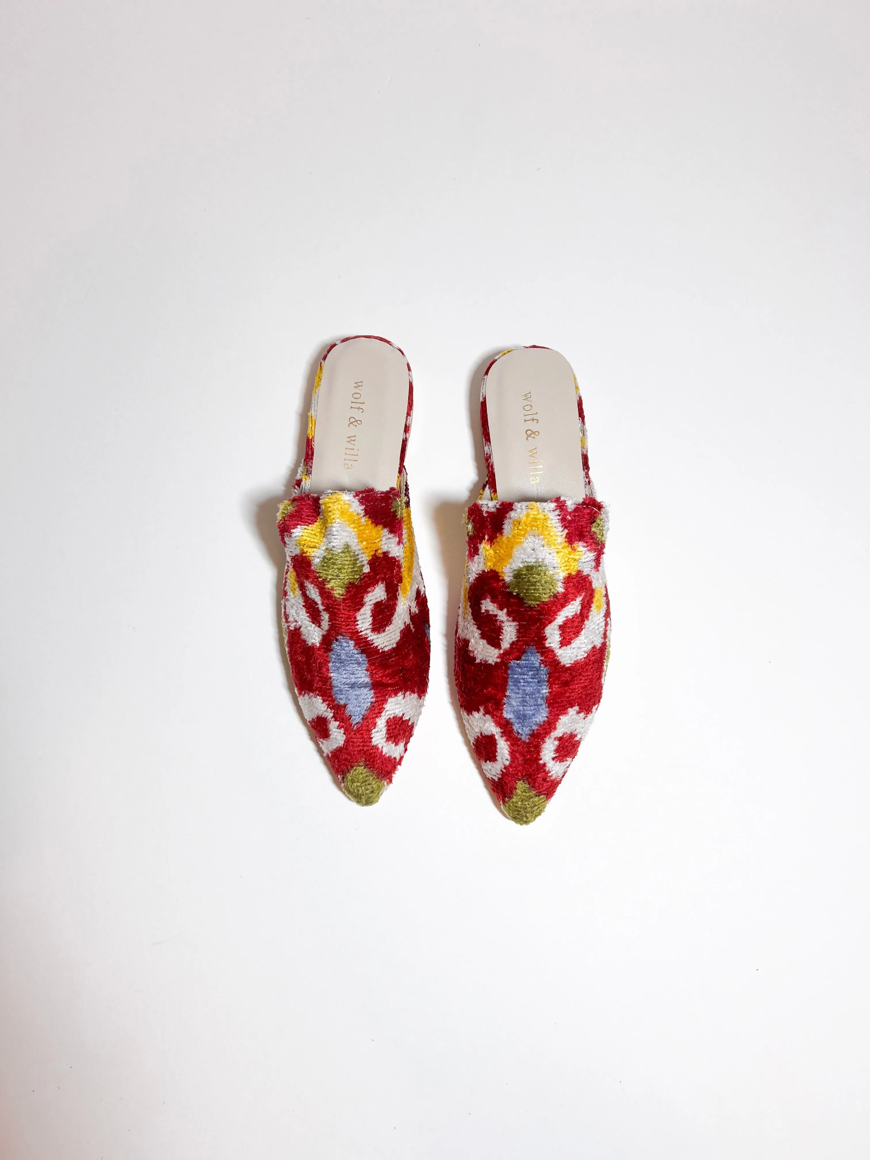 Pointed Mule Blue Arabesque
