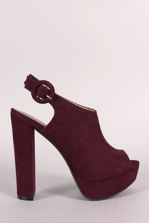 Qupid Vegan Suede Slingback Mule Platform Chunky Heel