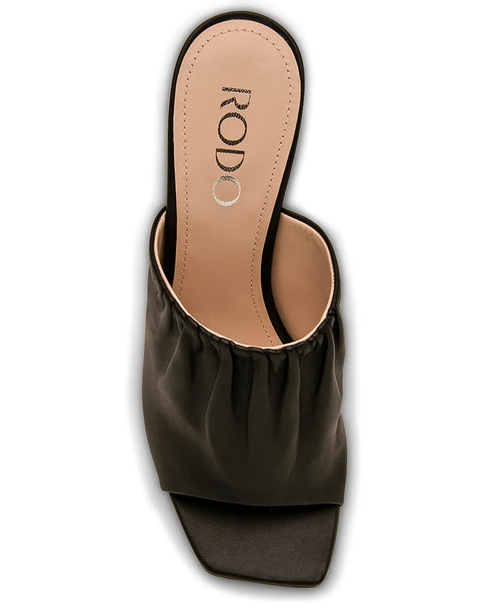 Ruched Mule Sandal in Black