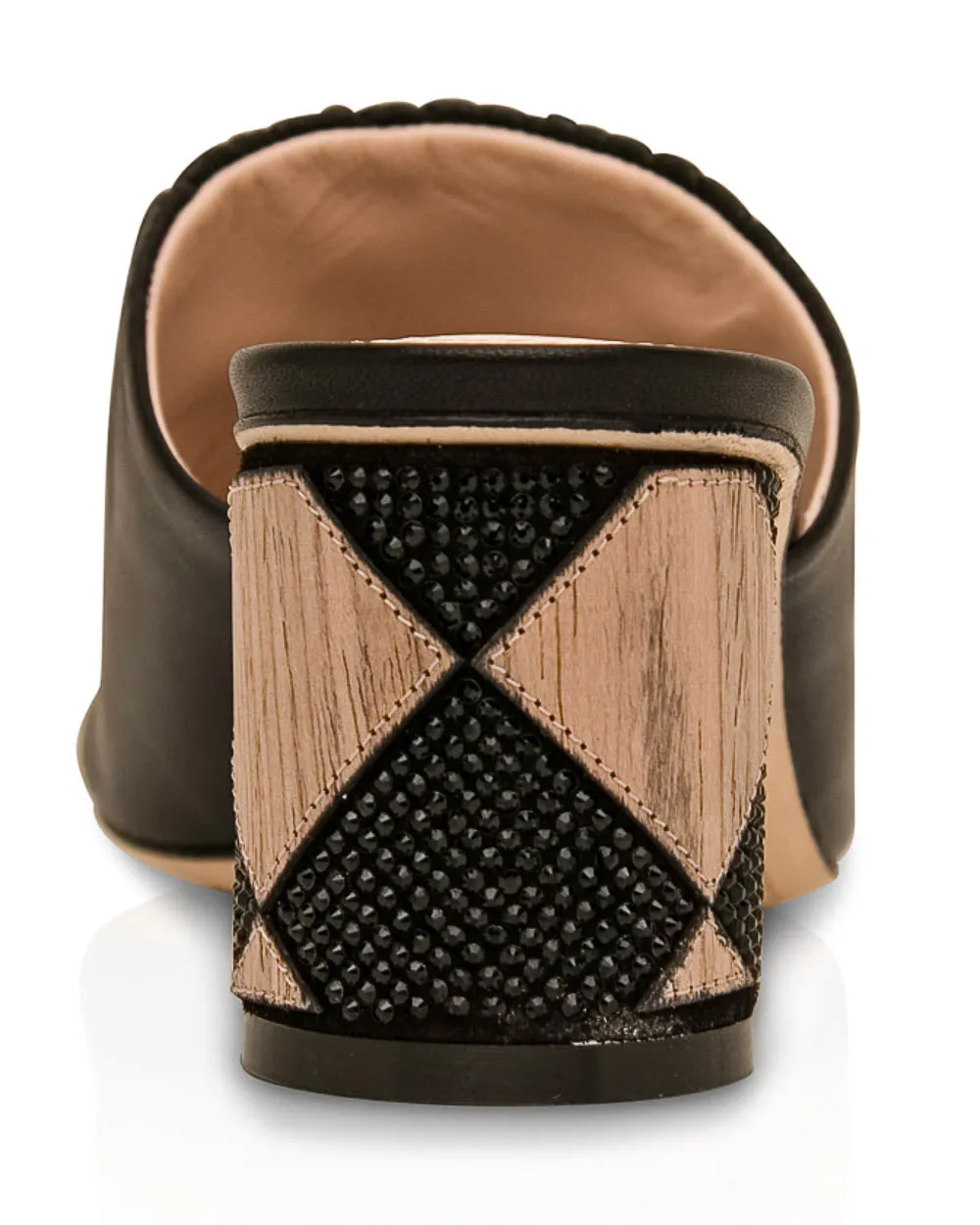 Ruched Mule Sandal in Black