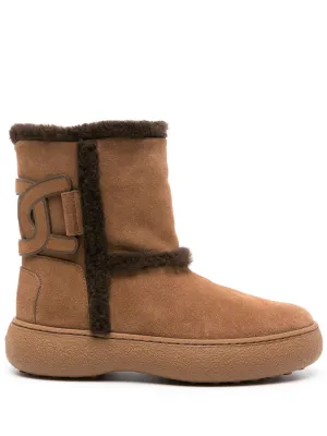 Shearling suede ankle boots